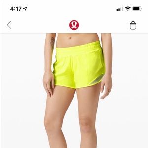 LIKE NEW!!!! Lululemon Highlight Yellow Shorts